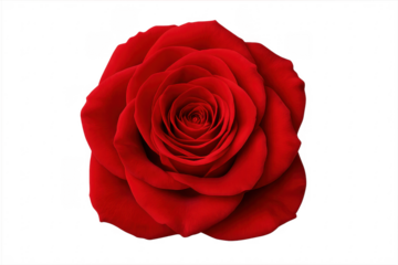 Red rose top view petals blooming transparent