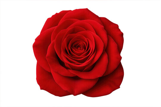 Red rose top view petals blooming transparent