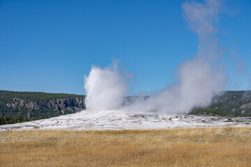 Old Faithful is a cone geyser in Yellowstone National Park in Wyoming, United States. Hydrothermal System. The Yellowstone Caldera / Yellowstone Plateau Volcanic Field. Yellowstone hotspot. 