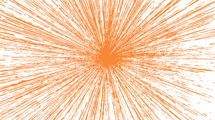 Orange burst sketch hand drawn radial explosion lines abstract background — stock vector