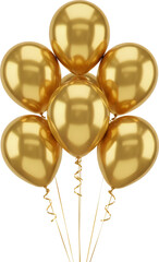 Floating Gold Balloons Tied With Ribbons