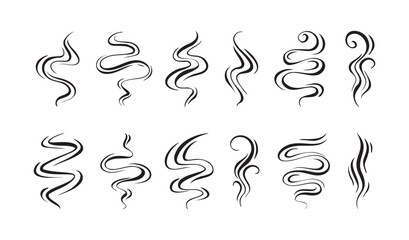 Smoke, aroma lines icon. Doodle Wavy Smoke lines symbol sketch style hand drawn