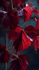 Mesmerizing Symphony of Naure: Explore the Alluring eauty of Deep Red Autumn Laves in Full Bloom, Paintig the Landscape with Vibrat Hues of Crimson and Scaret