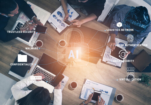 The role of AI in cybersecurity for advanced threat protection and data security. Using AI for malware detection, encryption, and user authentication. Motif