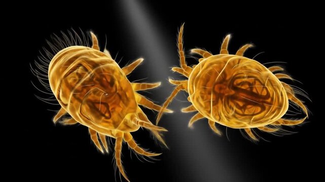 Microscopic Mites: Detailed Scientific Illustration