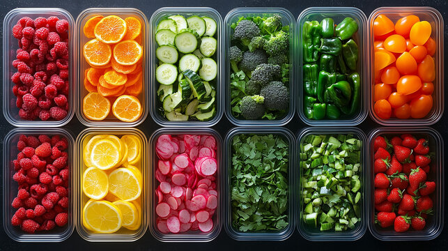 fresh vegetables in a glass taperware