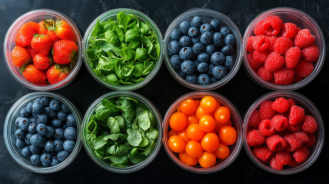 fresh vegetables in a glass taperware