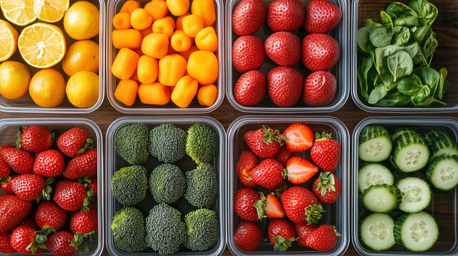 fresh vegetables in a glass taperware