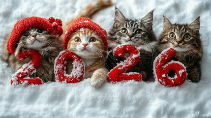 cat and christmas for the New year 2026