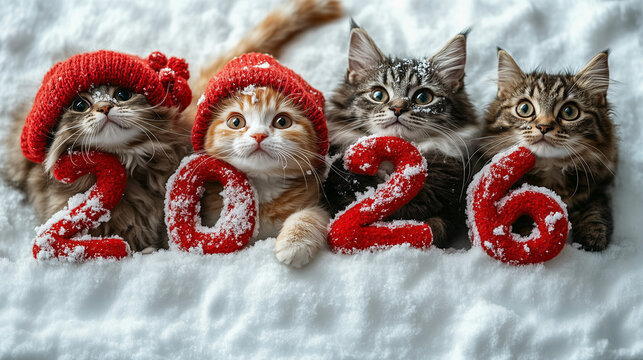 cat and christmas for the New year 2026