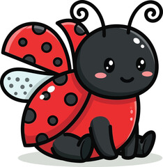 Obraz premium Adorable cartoon ladybug character with big eyes and cute blush is perfect for children's projects