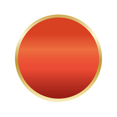 Red Metallic Circle Button with Gold Border