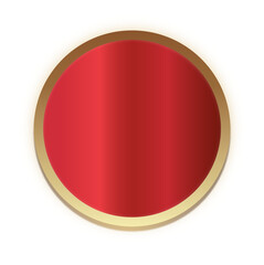 Red Metallic Circle Button with Gold Border