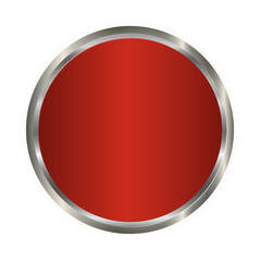Red Metallic Circle Button with Silver Border