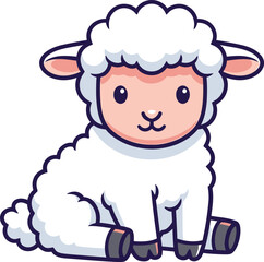 Obraz premium Adorable cartoon lamb sitting peacefully, perfect for children's books and farm themes.