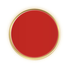 Red Metallic Circle Button with Gold Border