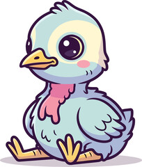 Fototapeta premium Adorable cartoon baby bird with big eyes, perfect for children's books and playful designs