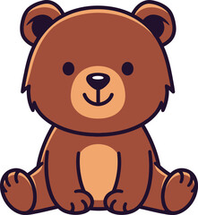 Fototapeta premium Adorable cartoon bear cub sitting happily, perfect for children's books and playful designs.