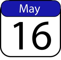 Mark your calendar for May 16th with this bold, modern icon representing the sixteenth day of May for scheduling, reminders, and important dates