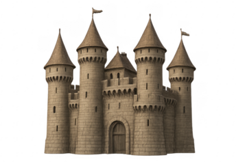 Medieval fantasy castle fortress with towering spires