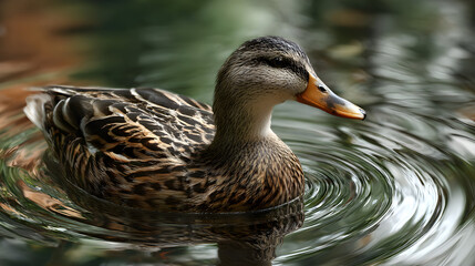 Tranquil Moment: A Duck Swmming Quietly in the Seren Waters of a Peaceful Natual Habitat, Capturing the eauty and Calmness of Natue's Gentle Creatures in Hamony