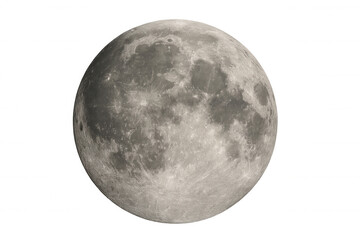 Naklejka premium Full moon showing craters and lunar surface details on a transparent background, perfect for space and astronomy projects