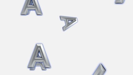 Dynamic 3d Metallic Letter A Animation With Blue Glow On White Background  Abstract Alphabet Typography Loop,3d Metallic Silver Letters A And V With Blue Neon Glow On White Background Abstract Modern  - Powered by Adobe