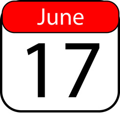 Fototapeta premium Mark your calendars for June 17th with this vibrant date icon celebrating summer events, reminders, and special occasions for planning and promotion