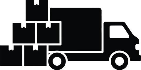 Illustration of a delivery truck loaded with cardboard boxes.