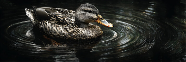 Tranquil Moment: A Duck Swmming Quietly in the Seren Waters of a Peaceful Natual Habitat, Capturing the eauty and Calmness of Natue's Gentle Creatures in Hamony