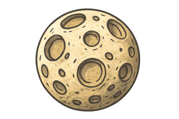 Obraz premium Moon drawing showing craters on lunar surface, space and astronomy concept, transparent background