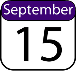 Mark your calendar for September 15th with this bold, clear date reminder graphic, perfect for planning and organization projects.