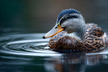Tranquil Moment: A Duck Swmming Quietly in the Seren Waters of a Peaceful Natual Habitat, Capturing the eauty and Calmness of Natue's Gentle Creatures in Hamony