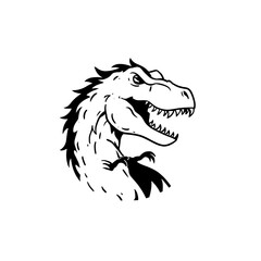 Obraz premium Albertosaurus. Albertosaurus simple black and white line art vector logo