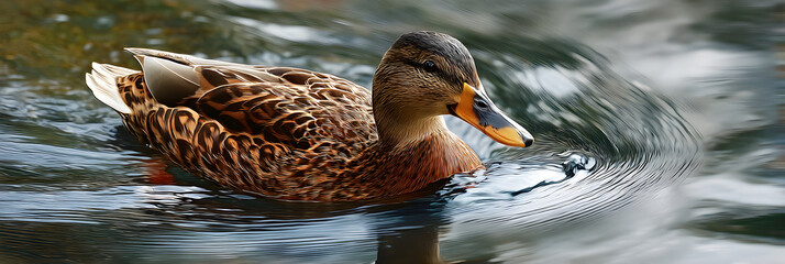 Tranquil Moment: A Duck Swmming Quietly in the Seren Waters of a Peaceful Natual Habitat, Capturing the eauty and Calmness of Natue's Gentle Creatures in Hamony