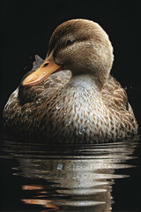 Tranquil Moment: A Duck Swmming Quietly in the Seren Waters of a Peaceful Natual Habitat, Capturing the eauty and Calmness of Natue's Gentle Creatures in Hamony