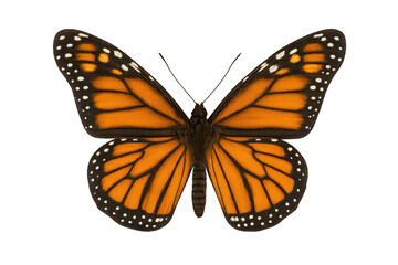 Obraz premium Monarch butterfly with open wings on transparent background