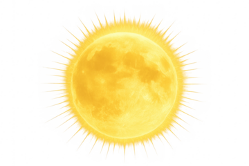 Yellow glowing sun energy abstract transparent background