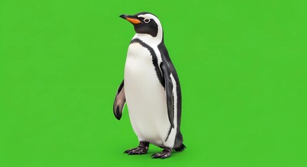 Obraz premium ultra realistic penguin standing upright isolated on greenscreen 