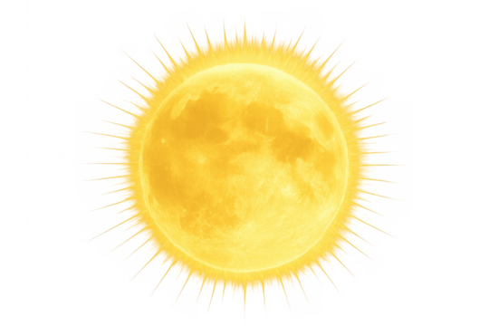 Yellow glowing sun energy abstract transparent background