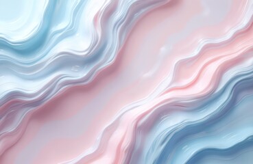 Obraz premium Swirls of light blue pink pearl abstract flow together. Pastel shades blend into fluid art. Wavy pattern creates soft smooth surface. Gentle gradient color palette evokes calm dreamy feel.