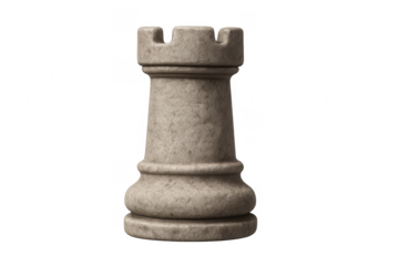 Stone chess rook piece isolated on transparent background