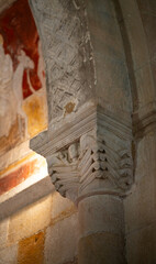 Details of the Romanesque Church of San Cornelio and San Cipriano in Revilla de Santull&aacute;n, in the Monta&ntilde;a Palentina region. Palencia, Castile and Le&oacute;n, Spain, Europe