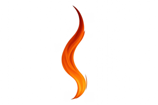 Flowing fire flame element with transparent background