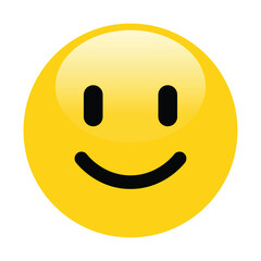 Smiley face emoji, Yellow smiling face icon, positive emotion symbol, vector illustration