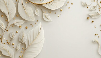 Stylish Cream Tone With Gold Accents: Authentic Luxe Papercut Design For A Contemporary Look. Ideal For Sophisticated Spaces.