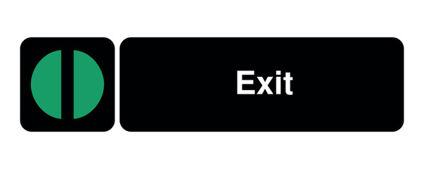 Exit pictogram with split-door symbol with explanation – minimal signage icon for egress zones, emergency routes, and civic UI systems – High-Quality Vectorial Stock Image