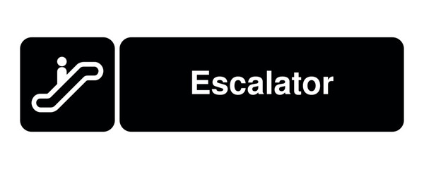 Escalator pictogram with person-on-stairs symbol with explanation – minimal signage icon for vertical transport, public access zones, and civic UI systems – High-Quality Vectorial Stock Image