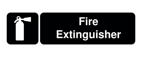 Fire Extinguisher pictogram with nozzle silhouette with explanation – minimal signage icon for emergency equipment, safety zones, and civic UI systems – High-Quality Vectorial Stock Image