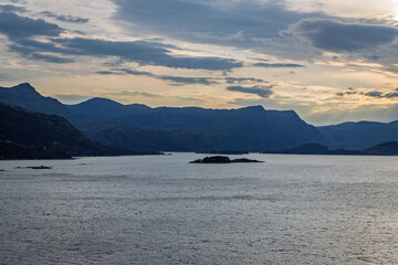 Panorama over the Nærøydalselvi river near Gudvangen, Norway